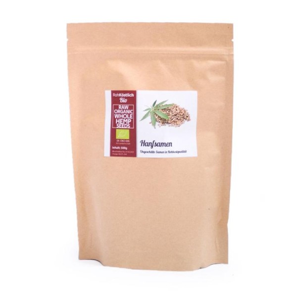 Hanfsamen - ungeschält - Bio und Rohkostqualität - 500g