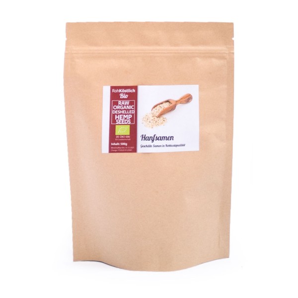 Hanfsamen - geschält - Bio und Rohkostqualität - 500g